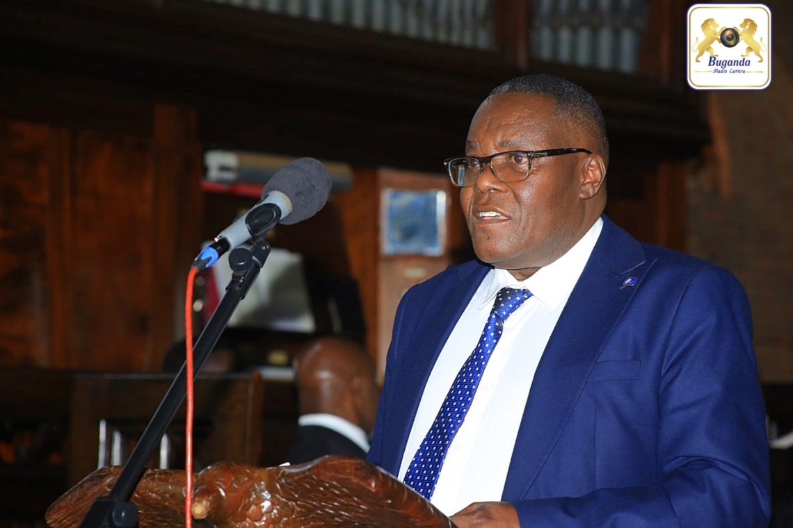Attorney General Owek. Christopher Bwanika reading the message from the Kingdom Image
